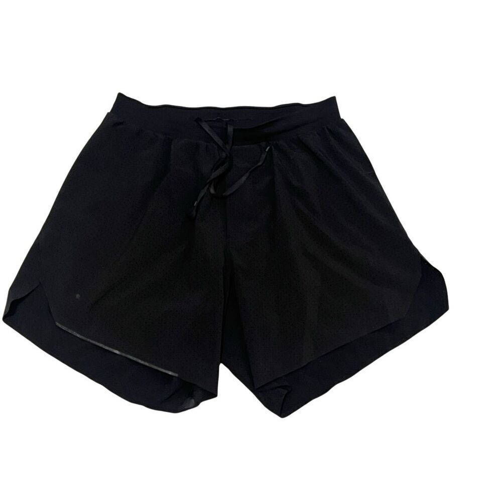 Lululemon Mens Elastic Waist Drawstring Athletic Lined Short Black Small